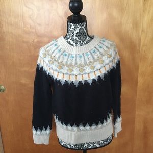 Anthropologie Sleeping Snow Fair Isle Bead Embelli